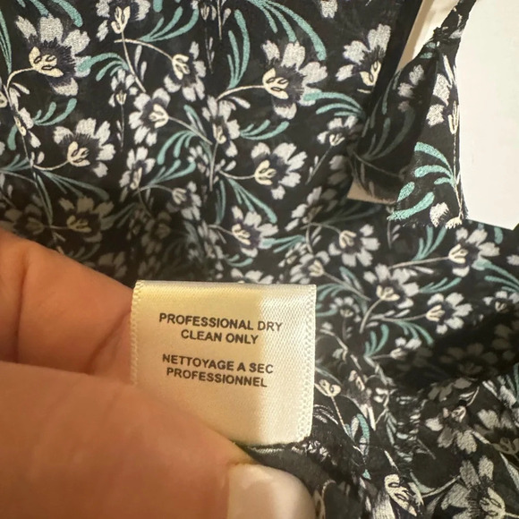 MISA Los Angeles Black Floral Mini Dress Split Neck Blouson Tiered Ruffle Sz M - Picture 7 of 14